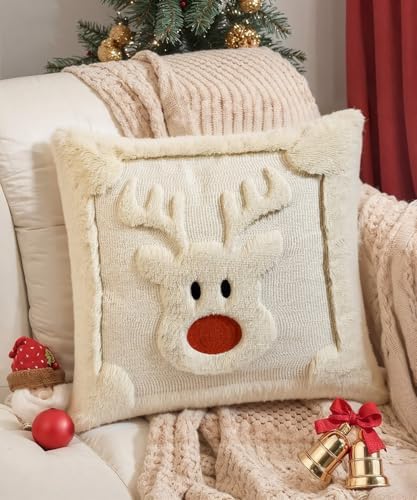 Faux Fur Christmas Pillow Covers 18x18 Set of 2