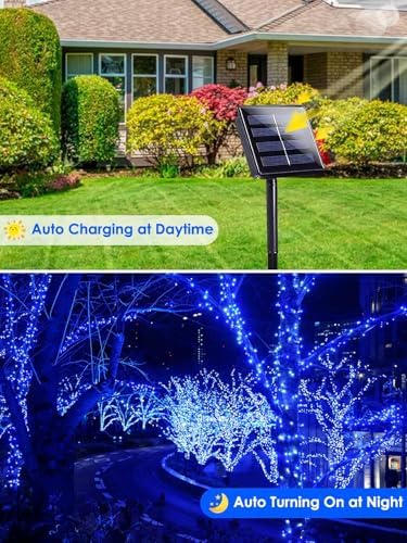 Solar Christmas Lights Outdoor 4 Pack 152FT 400LED Fairy String Lights Blue