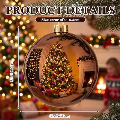 Threan 8 Inch Large Chocolate Brown Shiny Christmas Ball Ornaments
