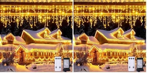 JMEXSUSS Icicle Lights for Outside, 400 LED 38.8FT (Pack of 2)