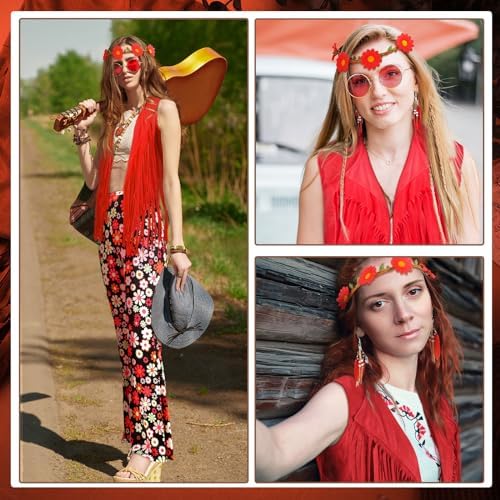 Leumoi 5 Pcs 60s 70s Costume for Women Disco Outfits