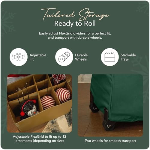 Covermates Rolling Adjustable Ornament Storage Bag, 19.25"W x 13"D x 12.5"H