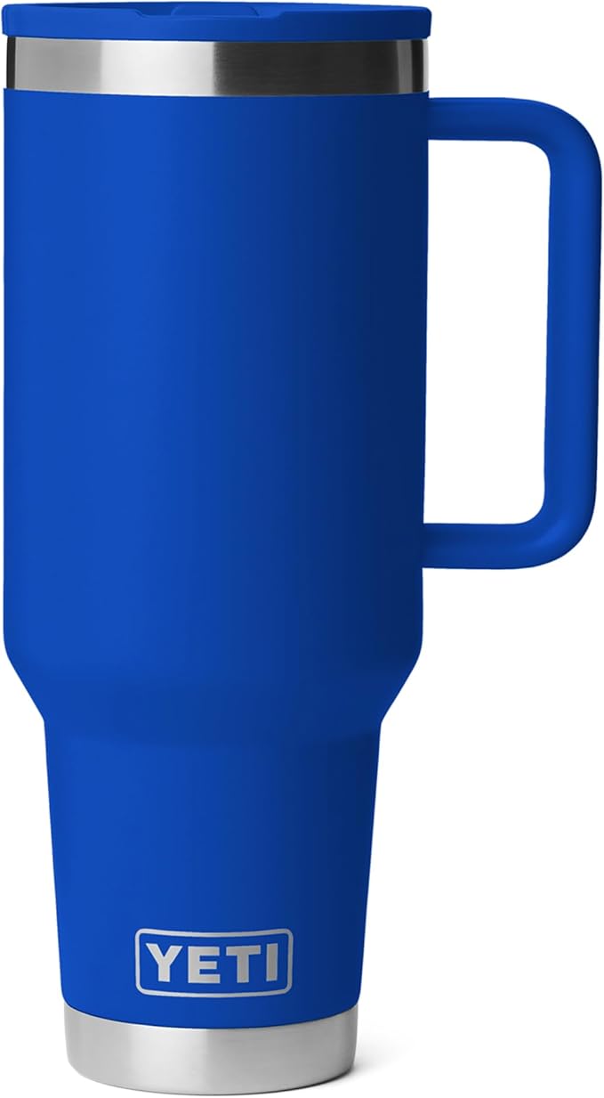 YETI Rambler 40 oz Travel Mug with Flip Straw Lid – Stainless Steel, Vacuum Insulated, Leakproof, Cup Holder Friendly, Royal Blue