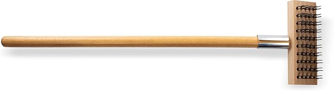Carlisle FoodService Products Wood Oven Grill Brush & Scraper with Handle, 30 Inches, Natural