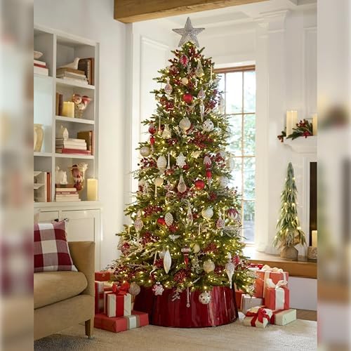 Balsam Hill Nordic Frost Ornaments - Vintage Glass Ball Christmas Ornaments with Beading & Glitter in White, Silver & Red for Holiday Decor