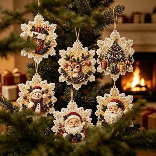 6PCS Christmas Ornaments DIY Pearl Diamond Art Kits for Adult Holiday