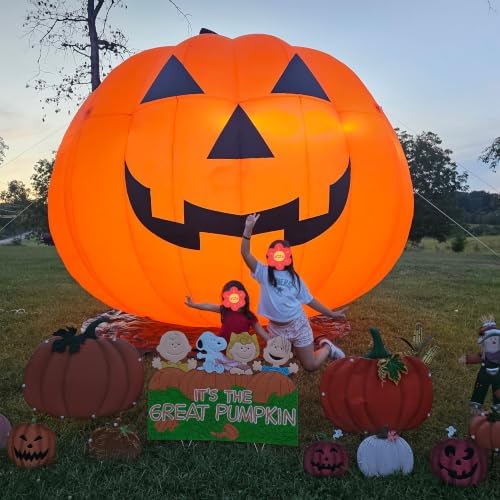 Giant 20Ft Halloween Inflatables Pumpkin Decorations, Blow Up Yard Decorations with 550W Waterproof Air Blower & LED Lights for Commercial Use, Outdoor Yard Lawn Halloween Party
