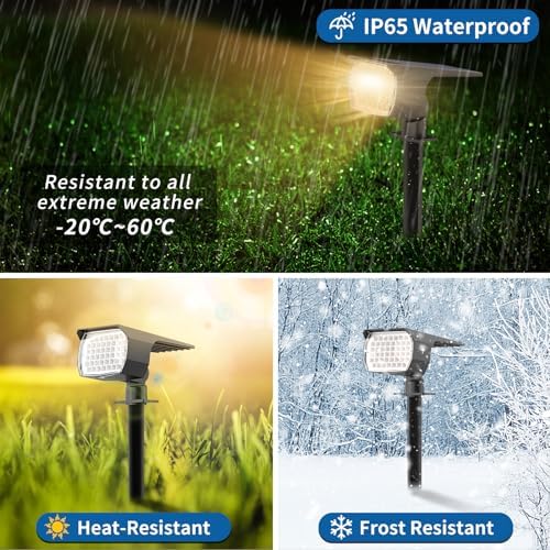 WENATY Solar Spot Light Outdoor Landscape Spotlights 6 Pack Warm White
