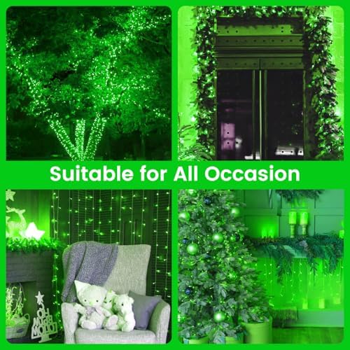 2 Pack 200 LED St. Patrick's Day String Lights Battery Operated with Timer