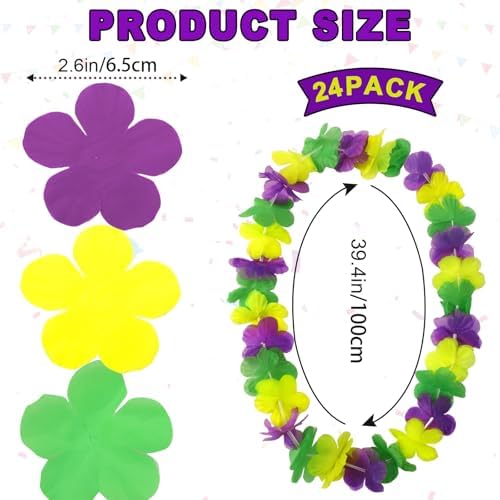JUNEBRUSHS 24 Pack Mardi Gras Leis Garlands Mardi Gras Throws