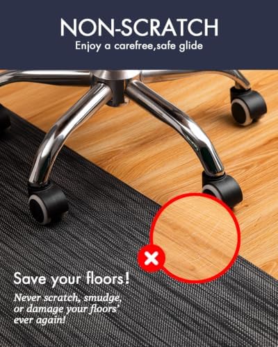 BARoyal Office Chair Mat for Hardwood Floor Under Desk Computer Rolling Chair Mat for Wood/Tile Floor Non-Slip Heavy Duty Desk Rug PVC Plastic Hard Floor Protector 30" x 48"(Metallic Black)