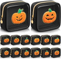 Abbylike 12 Pcs Halloween Preppy Patch Makeup Bags Bulk Polyester Holiday Makeup Bag Skincare Pouch Zipper Cosmetic Pouch Preppy Thing for Travel Halloween Women Gift (Frosted, Assorted Colors)