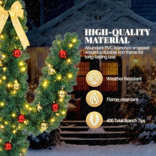 VINGLI 5ft Pre-lit Cactus Christmas Tree, 110 LED Lights, 400 Tips