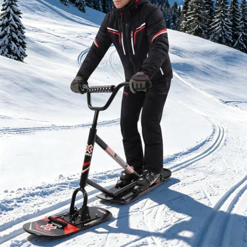 Dual Ski Snow Scooter Black for Adults