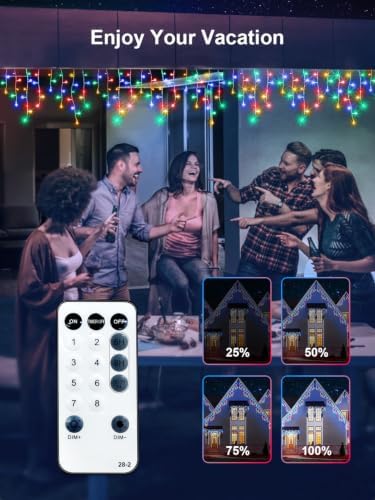 Christmas Icicle Lights, Outdoor String Lights, 100FT 960LED Multicolor