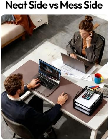 YSAGi Leather Desk Protector, Office Mat, Large Mouse Mat, Non-Slip PU Leather Blotter, Laptop Desk Mat, Waterproof Writing Pad for Office and Home(Chocolate, 63" x 17.2")