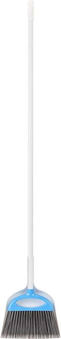 Amazon Basics Dustpan Broom Set with Easy Assembly and Long Handle, Blue and White (Pack of 8)