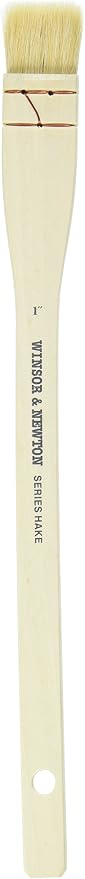 Winsor & Newton Hake Wide Flat Wood Handle Brush-1", 1", White