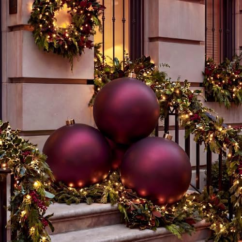 Threan 10 Inch Burgundy Matte Large Christmas Ball Ornament