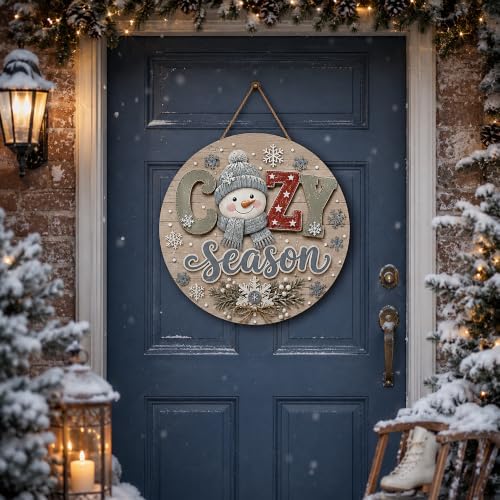 Winter Decorations - 2D Printed Flat Cozy Season Door Sign for Front Door