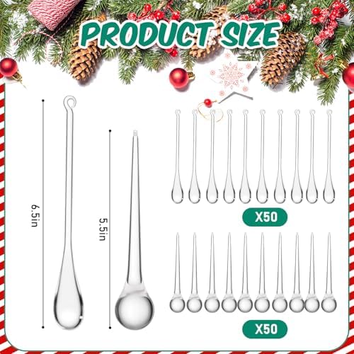 Syhood 100 Pcs Crystal Christmas Tree Ornaments, Waterdrop