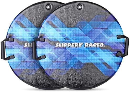 Slippery Racer Downhill Zeus Adults and Kids Foam Saucer Disc 1 Rider Snow Sled Toboggan with Handles, Midnight Hologram