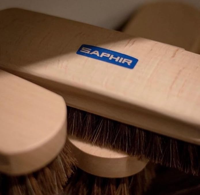 Saphir Natural Horsehair Brush - Shoe Polish Brush for Cleaning, Polishing & Buffing Leather Shoes - 7" (18cm)
