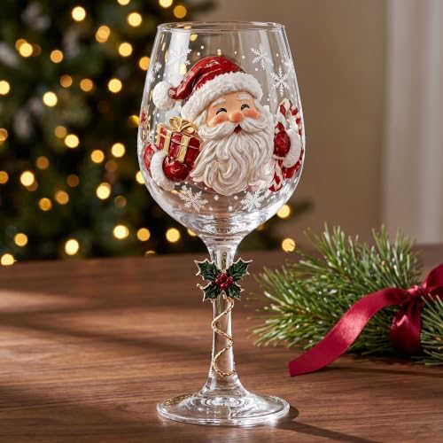Christmas Wine Glass Collection Gift Box Set, Christmas Wine Glasses, Raised Holiday Goblet with Snowflake Decor, Festive Glassware, Wines & Cocktails, Holiday Party & Table Decor (glass)