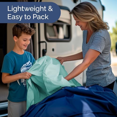 Short Queen Size 4 Piece Bed Sheet Set - RV Short Queen Sheets - Spa Blue