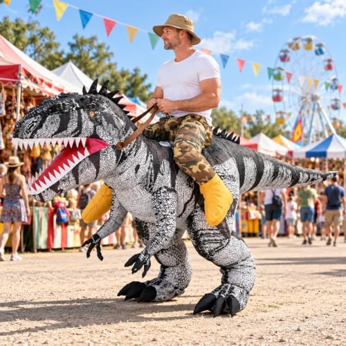 Inflatable Raptor Costume Adult Blow Up Velociraptor Ride On Dinosaur Suit