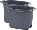 Superio Plastic Bucket with Grip Handle, 16 Liter Large Spout Cleaning Pail Grey, Heavy Duty Bucket Home Floor Mopping, Bath, Car Wash, Bowls for Camping, Fishing, 2 Pack