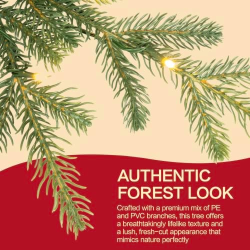 7 FT Prelit Aspen Fir Christmas Tree, Blue Spruce Xmas Tree