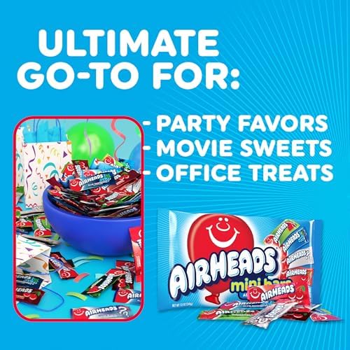 Airheads Mini Candy Bars, Taffy Variety Pack, 10 oz Bag