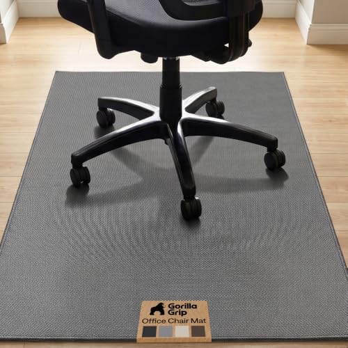 GORILLA GRIP Office Chair Mat for Hard Floors, Under Desk Rug, 46x34 Gray