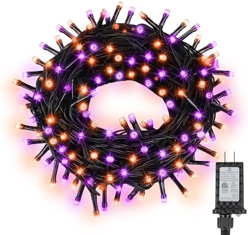 200LED Orange and Purple String Lights 63 Ft Halloween Light 8 Modes Twinkle Waterproof Light for Party Garden Indoor Outdoor Decor