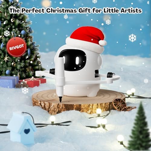 RIVGOT Drawing Robot for Kids with 150 Cards, Voice Interactive Educational Drawing Machine, Montessori Painting Learning Toys for 3 4 5 6 7 8 Year Old Boys Girls Birthday Party