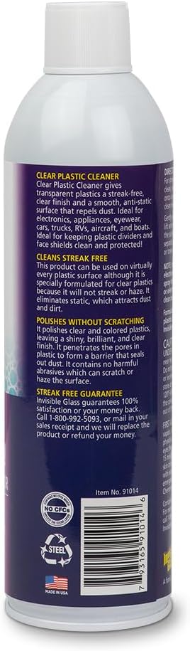 Invisible Glass 91014-3PK Clear Plastic Cleaner – Cleans and Protects Plastic on Electronics, Appliances, Eyewear, Cars, Trucks, RVs, Boats & More, Helps Prevent Fog and Static – 19 oz (Pack of 3)