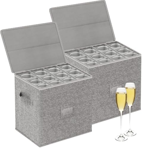 Kukikan Champaign Flute Storage Holder, Hard Shell, 2 Pack for 24 Glass