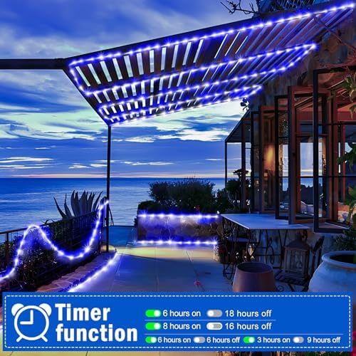 KNONEW 164FT 1000LED Rope Lights for Outside,Outdoor String Lights Waterproof 8 Modes Clear Tube Light for Indoor,Bedroom,Wedding,Garden,Patio,Christmas,Tree,Rv,Holiday Decoration(Blue)