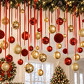 Halloscume 78 Pcs Christmas Ball Ornaments Ceiling Hanging Decor, Gold Red