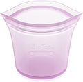 Zip Top Reusable Food Storage Bags | Short Cup [Lavender] | Silicone Meal Prep Container | Microwave, Dishwasher and Freezer Safe | Made in the USA