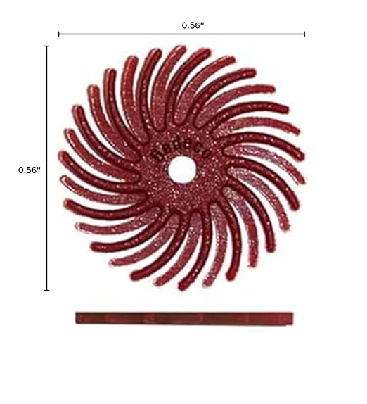Dedeco Sunburst Radial Bristle Discs 48-Pack - 9/16" Curved - Red 220 Grit (Standard) - Aluminum Oxide for Polishing & Finishing