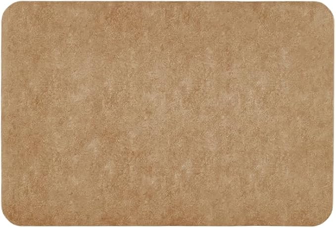 TYUU Bathroom Mat Quick Dry, Bathroom Rugs Non Slip Washable Thin Absorbent Bath Mat Fits Under Door Bathroom Floor Mat Perfect for Bath, Shower, or Sink 24"x36" Camel