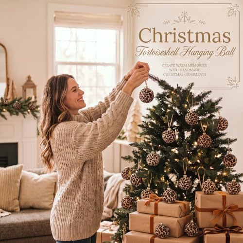 Outus 18Pcs Leopard Print Christmas Ball Ornaments Wild Glam Decor for Tree