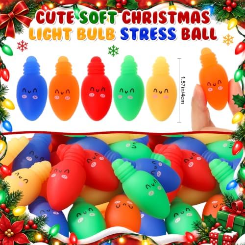 Thenshop 20 Pcs Christmas Light Bulb Soft Ball Bulk 5 Colors Party Favors