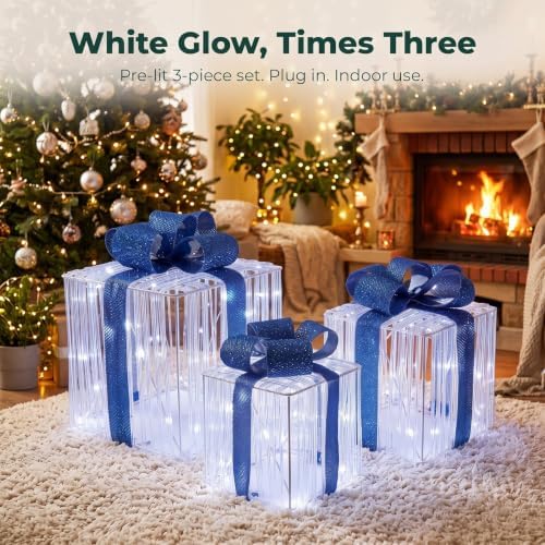 Christmas Decorations,Set of 3 Christmas Lighted Gift Boxes