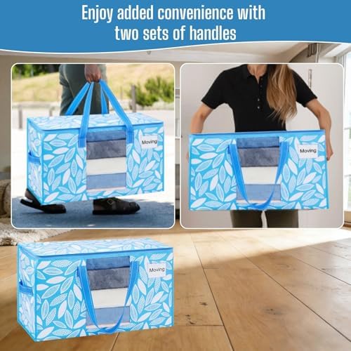 VENO Moving Bags, Wide Open Top, Clear Window, Spring Breeze, 4 Pack