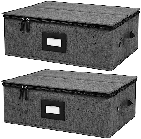 Mug Storage Box with Dividers 2 Pack, Hard Top Cup Storage for Coffee Mug
