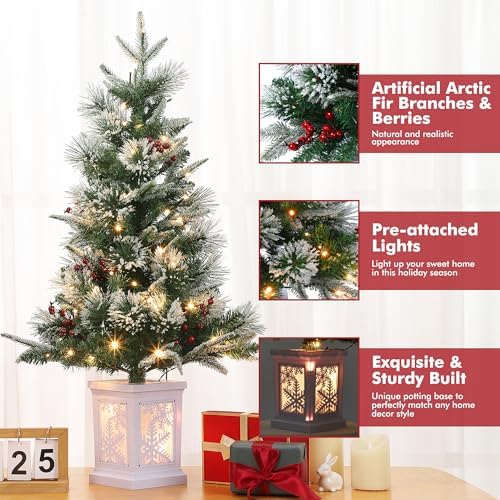 GAOMON 2Set 3FT Prelit Christmas Tree, Artificial Tree with Lighting Base