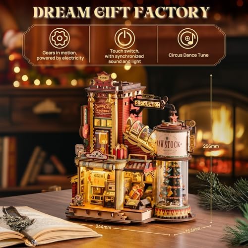 ROKR 3D Puzzle for Adults Christmas Dream Gift Factory DIY Miniature House